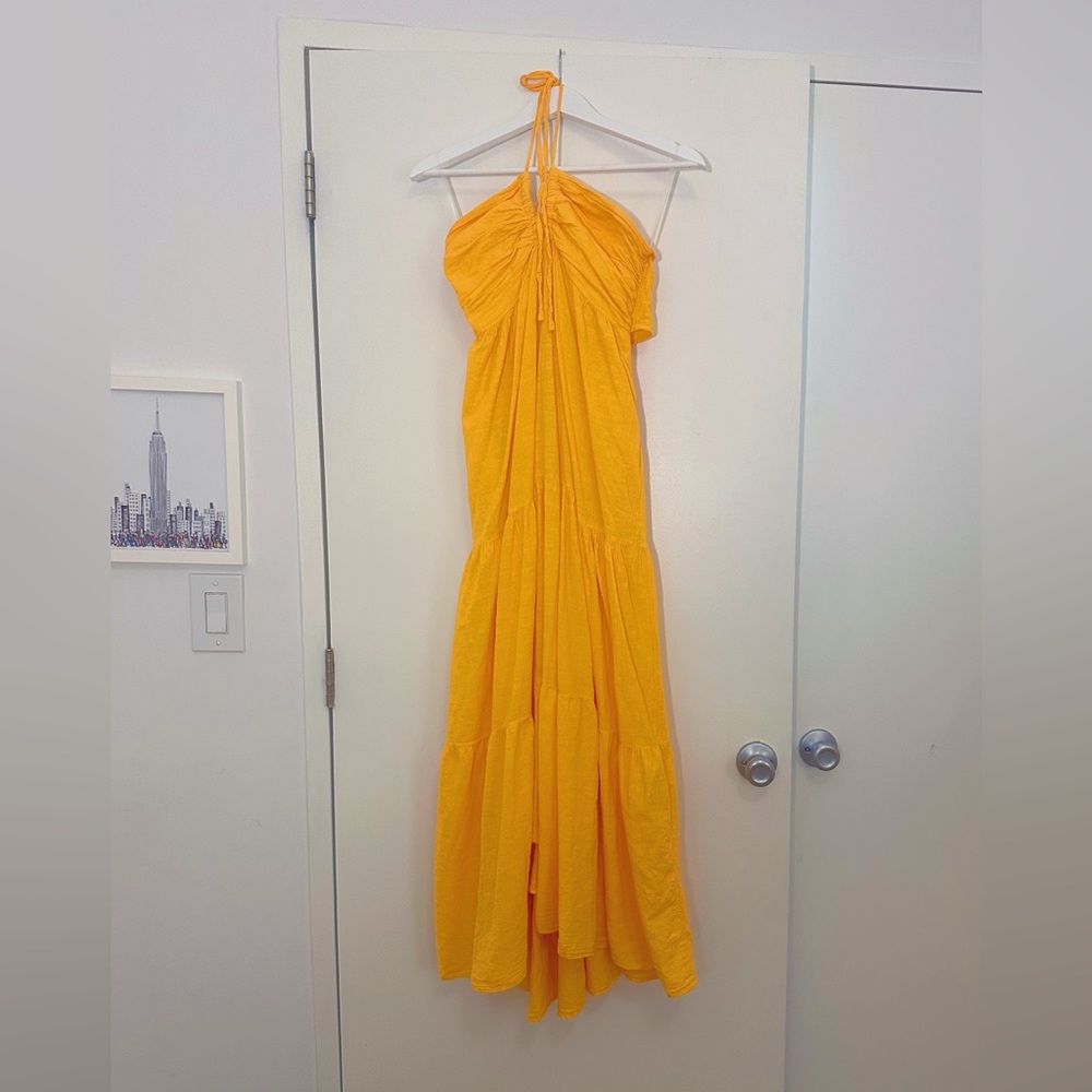 Tangerine halter maxi dress